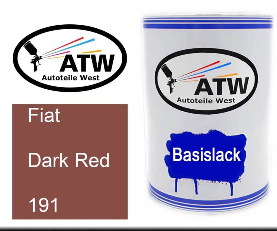 Fiat, Dark Red, 191: 500ml Lackdose, von ATW Autoteile West.